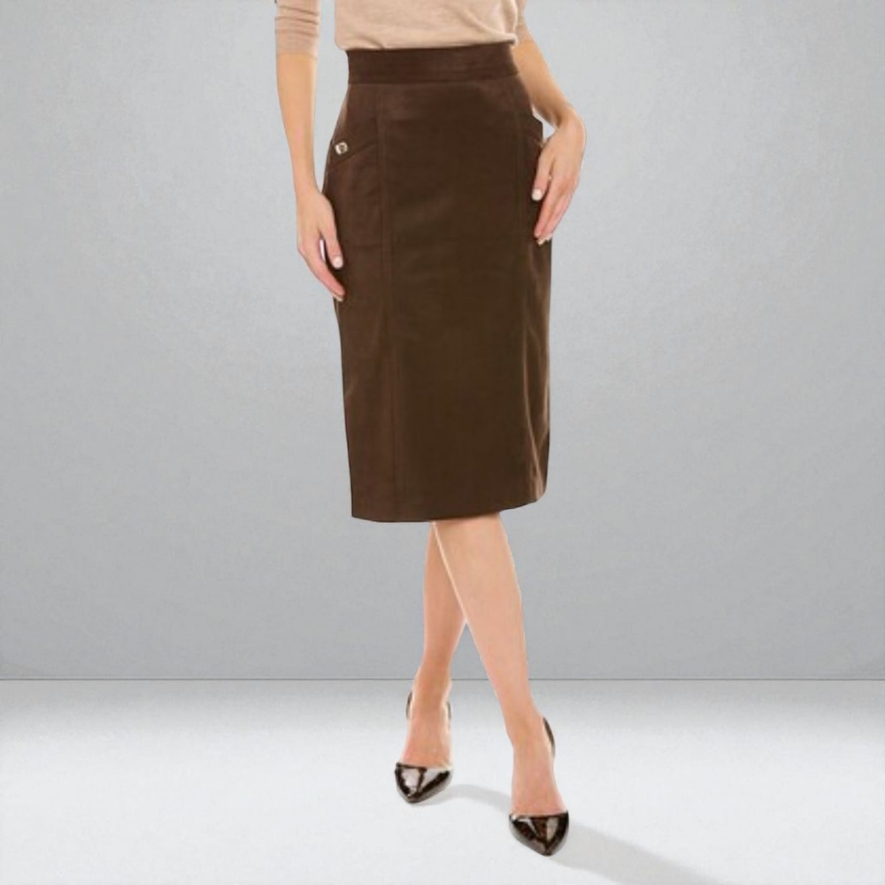 NWT J McLaughlin Faux Suede Rowena Skirt In Mocha Size 8